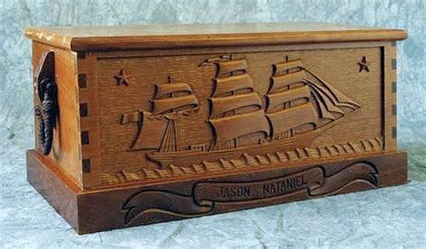 Carved Sea Chest Military Shadow Box Antique Trunk Chest