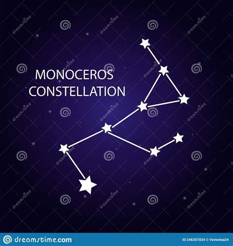 The Monoceros Constellation With Bright Stars Vector Illustration