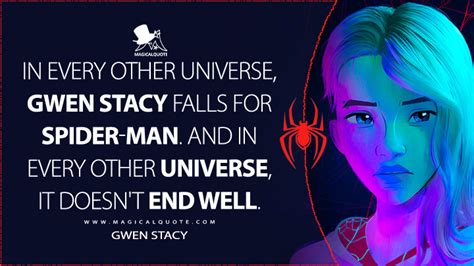 in every other universe gwen stacy falls for spider man and in every other universe it doesn