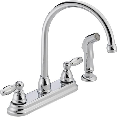Peerless Apex 2 Handle Standard Kitchen Faucet With Side Sprayer In