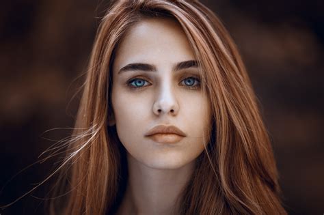 Wallpaper Face Women Depth Of Field Long Hair Blue Eyes Fashion