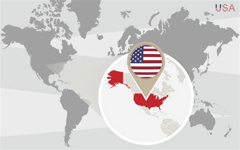 Mapa Del Mundo Con Estados Unidos Magnificados Vector En Vecteezy