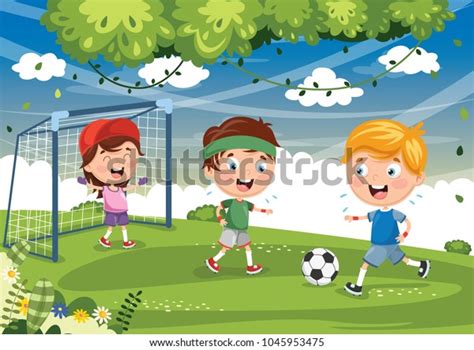 Vector Illustration Kids Playing Football Stock Vector Royalty Free