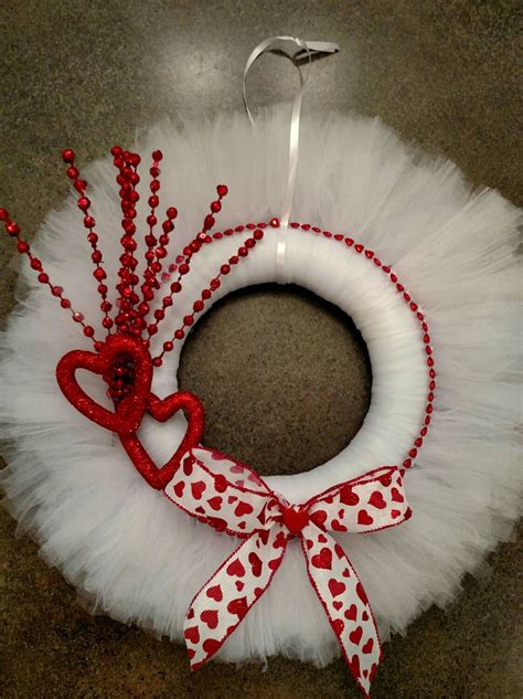 White Tulle Valentines Day Wreath