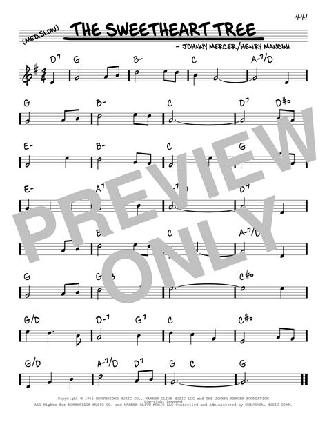 Johnny Mercer And Henry Mancini The Sweetheart Tree Sheet Music Notes Chords Download