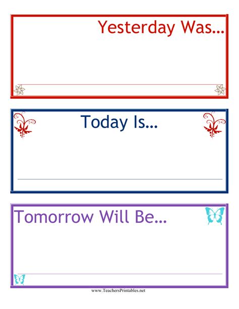 Yesterday Today Tomorrow Daily Calendar Template Download Printable Pdf