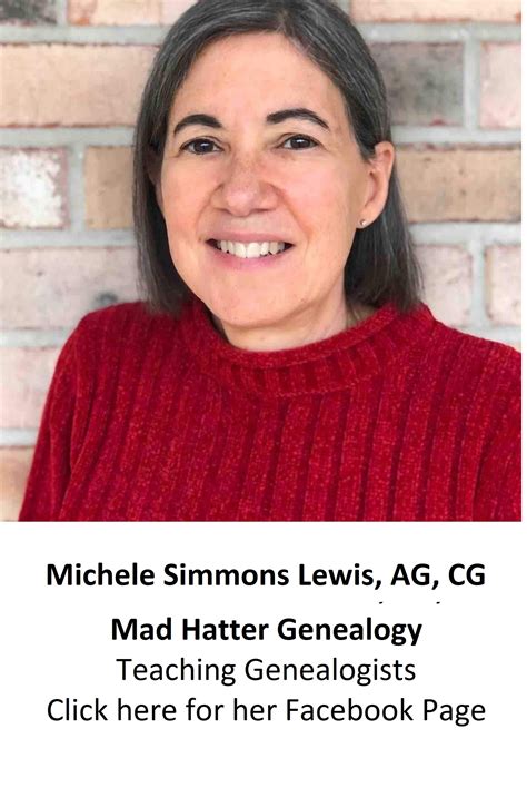 Michele Simmons Lewis, AG, CG of Mad Hatter Genealogy