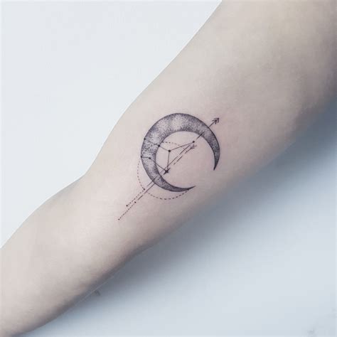 Crescent Moon Zodiac Geometric Tattoo Custom Design Artist