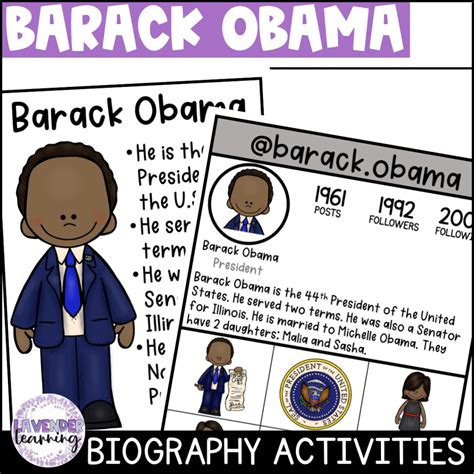 Barack Obama Biography Activities For Kindergarten 1st Grade And 2nd