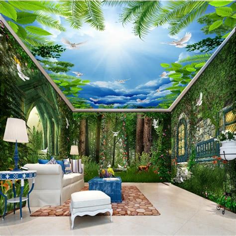 Beibehang Forest Dream Hut Swing Flower Vine 3d Wallpaper
