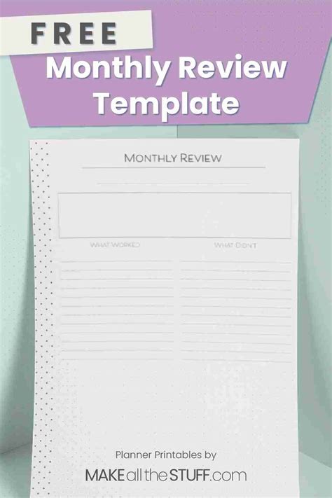 Monthly Review Template • Monthly Planner Printable Free Pdf