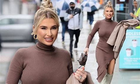 Billie Faiers Is Exudes Style In Brown Dress With A Thigh High Split