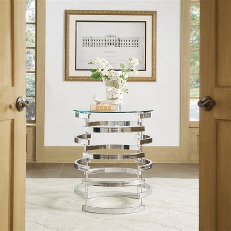 Shop Nova Modern Glam Round Glass Top Metal Foyer Table By Inspire Q Bold On Sale Free