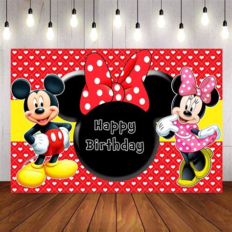 Minnie Mickey Mouse Red Birthday Personalised Birthday Party Banner