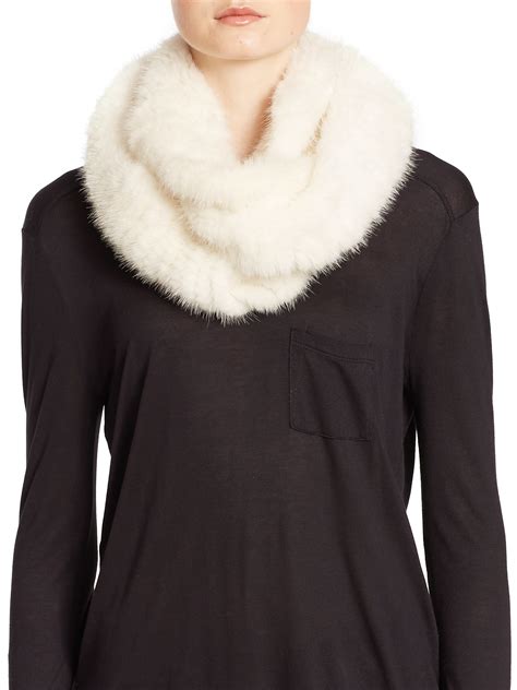 pologeorgis knit mink fur infinity scarf in white lyst