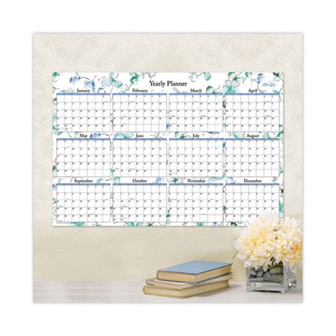 Lindley Laminated Erasable Wall Calendar Lindley Floral Artwork 36 X