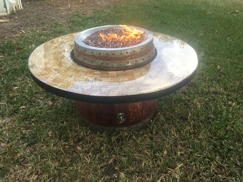 Wine Barrel Coffee Table Gas Fire Pit With Cork And Epoxy Etsy