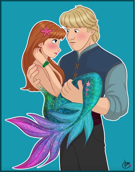 Kristoff Carrying Anna As A Mermaid In His Arms Disney Princesses As Mermaids Disney Princess