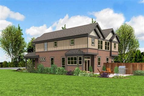 Craftsman Duplex House Plan With Covered Entries 69666am