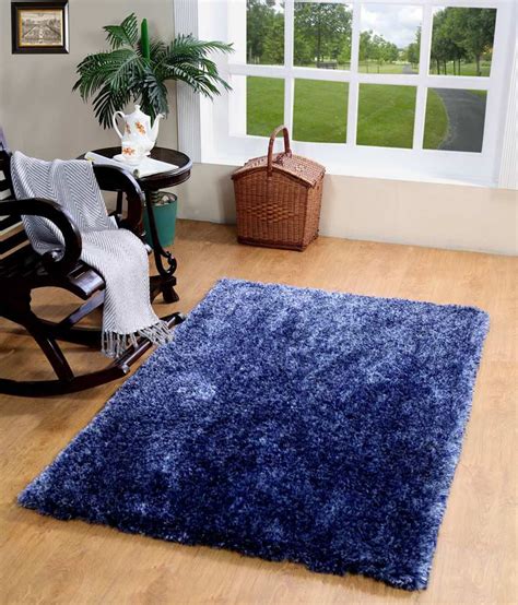 Homefurry Blue Shaggy Carpet Natural 4x6 Ft Buy Homefurry Blue