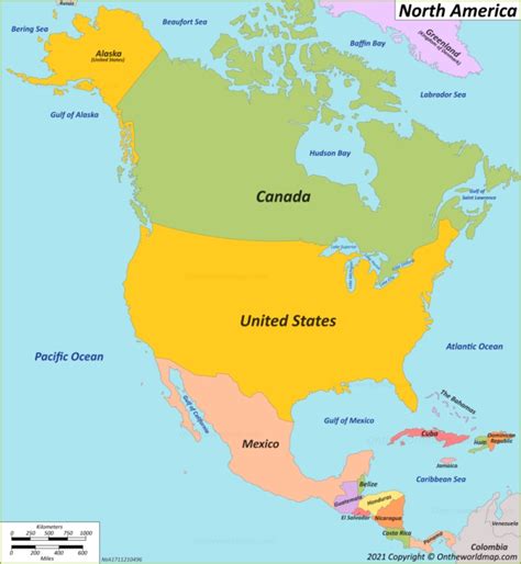 North America Map Countries Of North America Maps Of North America