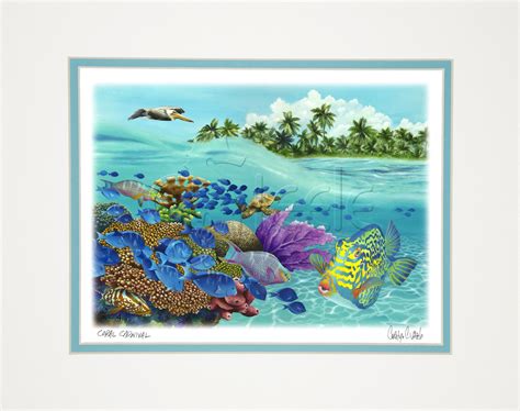 Carolyn Steele Tropical Art Print Caribbean Overunder Coral Etsy