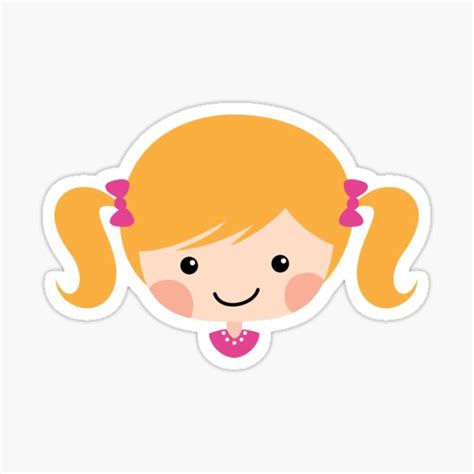 Pegatina Cute Cartoon Girl With Blond Hair In Pigtails Sticker De