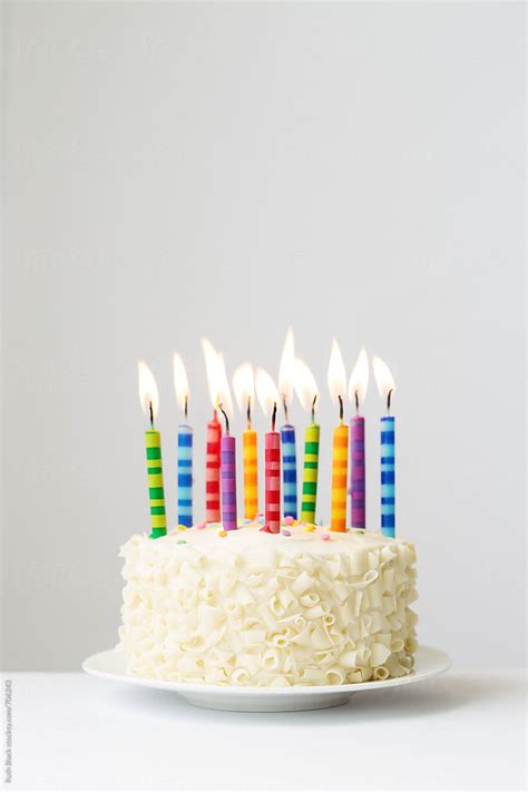 Birthday Cake With Colorful Candles By Stocksy Contributor Ruth