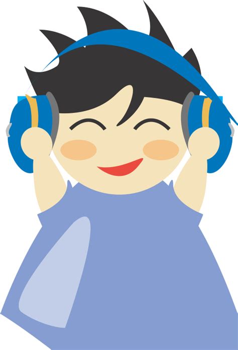 Free Boy With Headphone5 Listening With Headphones Cartoon Clipart