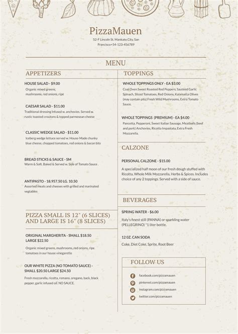 Free Simple Menu Templates For Restaurants Cafes And Parties