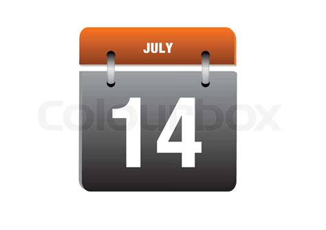 14 July Calendar Icon Stock Vector Colourbox