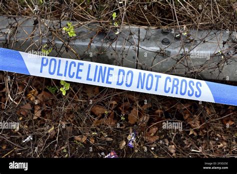 Police Line Do Not Cross Tape At A Crime Scene Maidstone Kent Uk