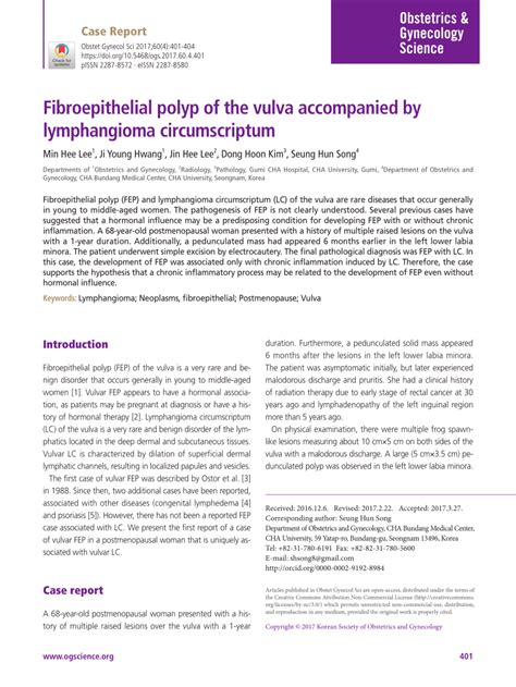PDF Fibroepithelial Polyp Of The Vulva Accompanied By Lymphangioma