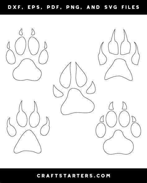 Wolf Paw Print Outline Patterns Dfx Eps Pdf Png And