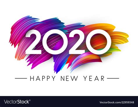 Check spelling or type a new query. Happy new year 2020 card with colorful brush Vector Image