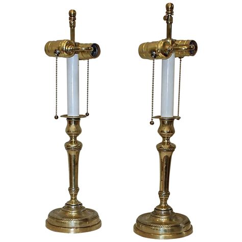 Pair Of French Empire Brass Candlestick Lamps Candlestick Lamps
