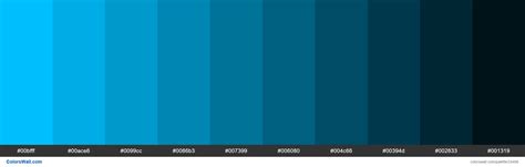 Shades Of Deepsky Blue 00bfff Hex Color Hex Colors Color Coding