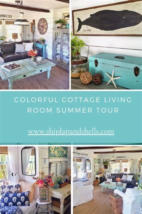 Shiplap And Shells Colorful Cottage Living Room Summer Tour A Tour