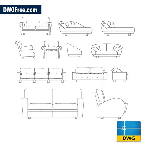 Sofa Furniture Dwg Sofa With Furniture Plan In Dwg File Cadbull