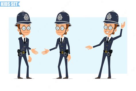 Premium Vector Cartoon British Policeman Boy Character Set