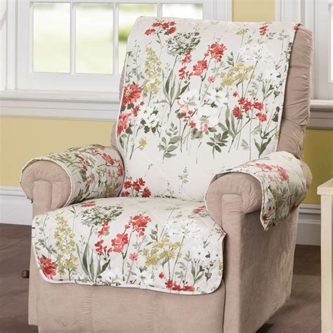 Change up your home decor with slipcovers for your chairs. Floral Meadow Furniture Protector Off White Recliner/Wing ...