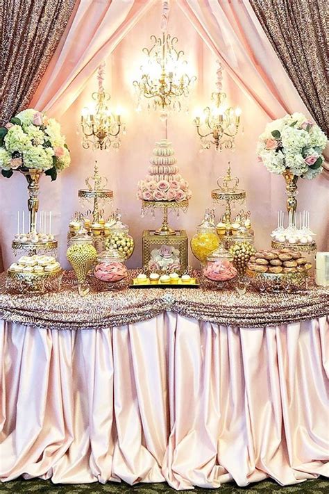 Elegant Pink And Gold Dessert Table Styled By Bizziebeecreations Gold Cake Stands And
