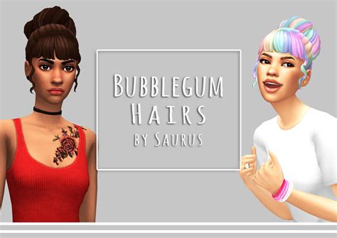 Saurus Sims Bubblegum Hairs Sims 4 Hairs