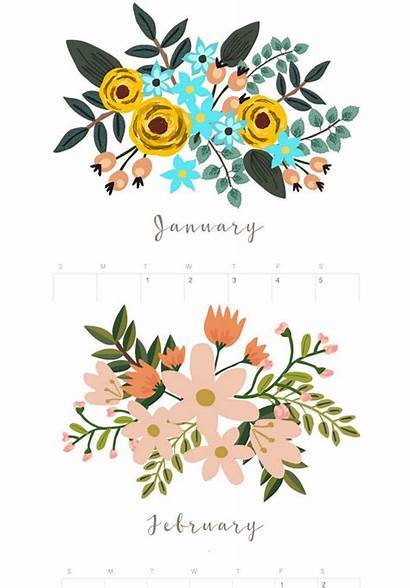 Printable Flowers Planner Monthly Calendar Floral Template