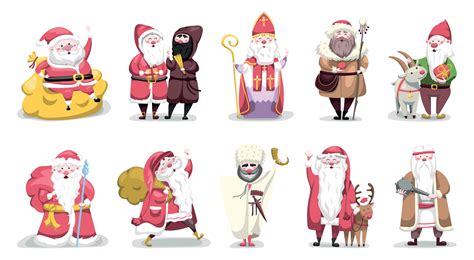 Collection Of Santas Of Different Countries 9566949 Vector Art At Vecteezy