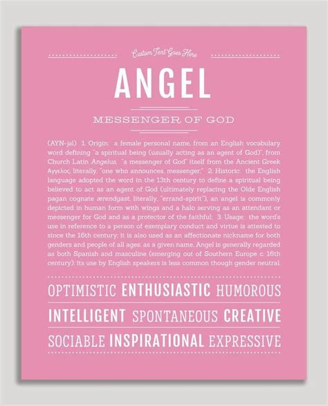 Angel Female Name Art Print Classic Names Personalized Art Print