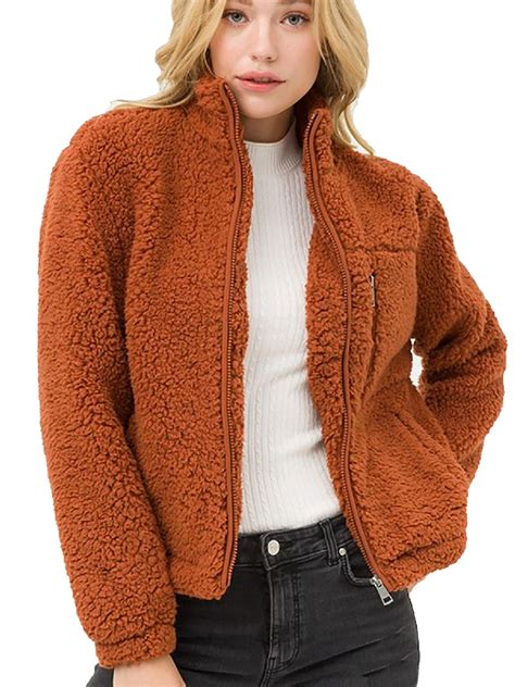 Made By Olivia Made By Olivia Womens Waist Length Sherpa Zip Up