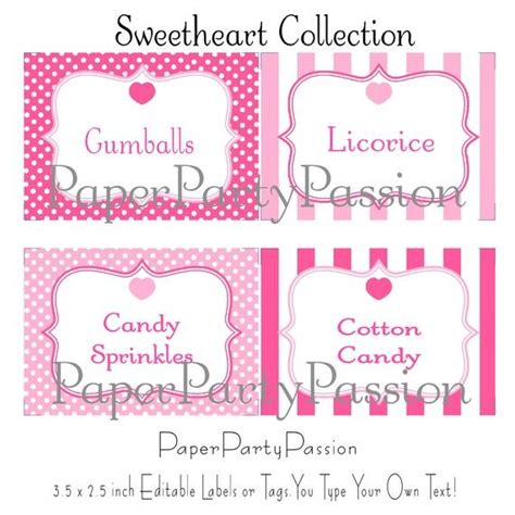You can change the font types, sizes and. Candy Buffet Printable Party Editable Labels by ...