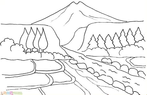 Sketsa Gambar Pemandangan Gunung Harian Nusantara Project Imagesee