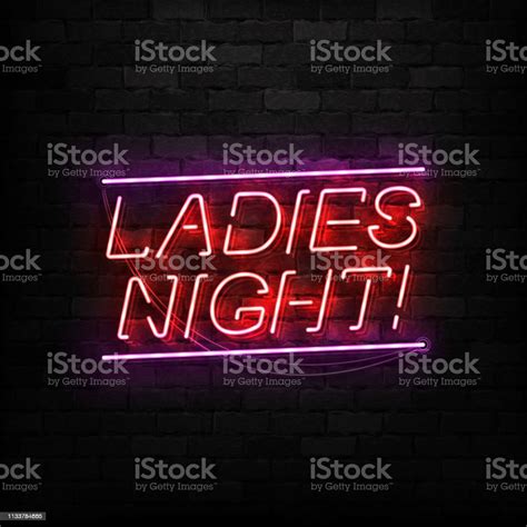 Vector Realistic Isolated Neon Sign Of Ladies Night Logo For Template